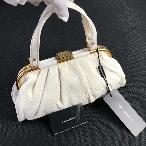 Auc New Dolce and Gabbana Deerskin Pleated Handbag - Picture 9 of 11